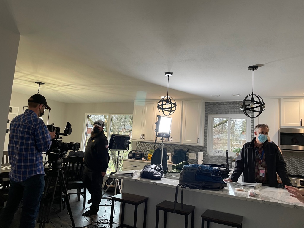 Video crew setting up a shot for a web advertising commercial
